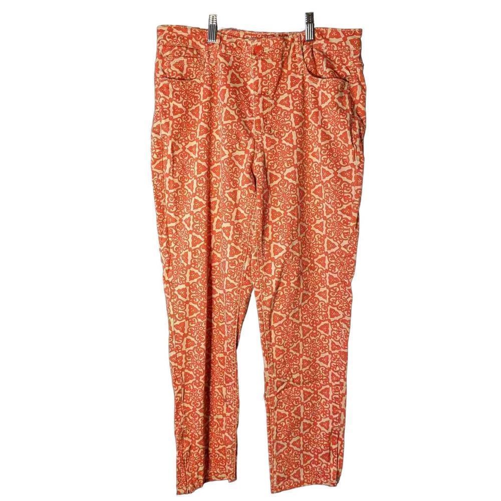 EUC Jones NY Jeans Bleeker Ankle Zip Mandala Pattern Coral&Tan Womens Jeans Sz10